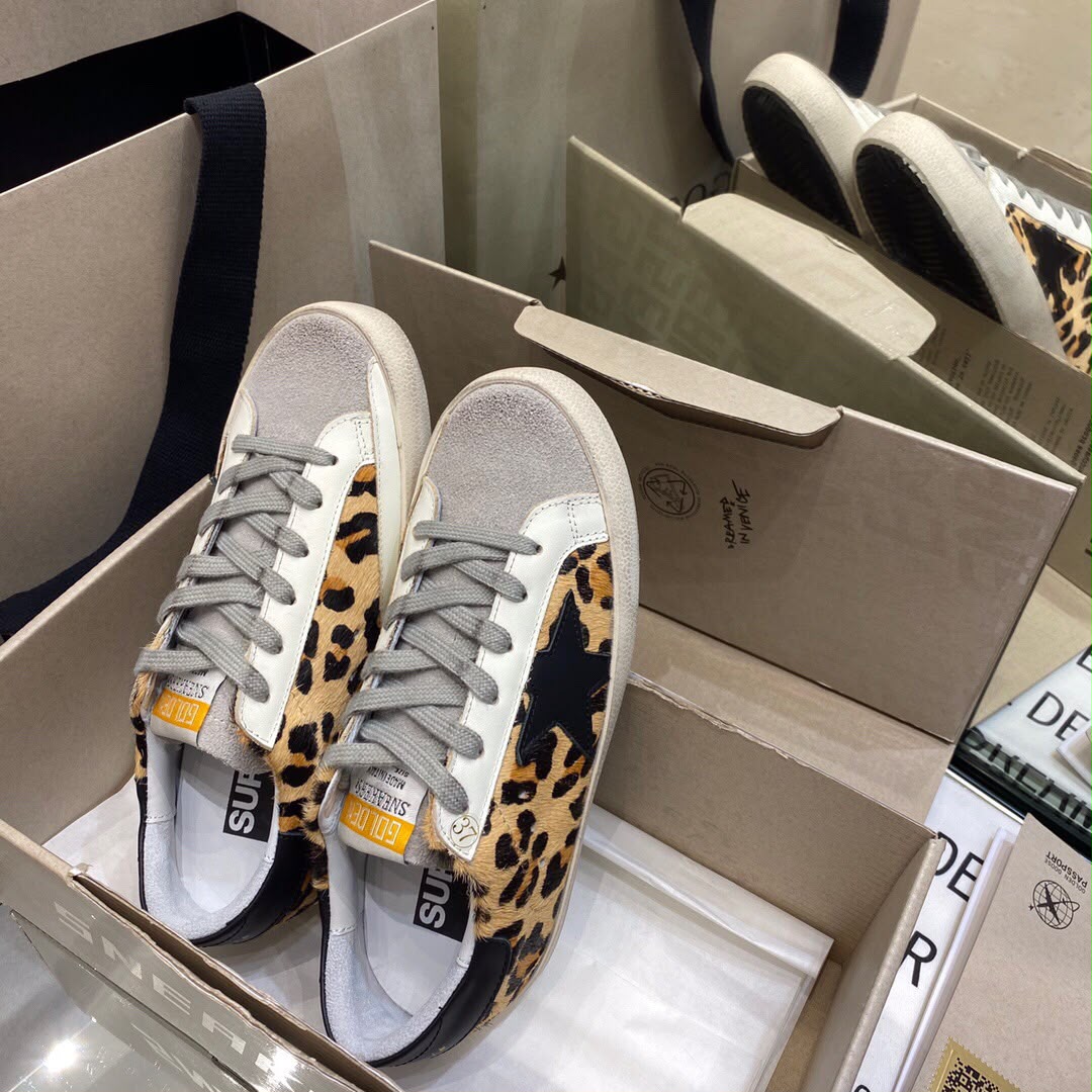 Golden Goose Superstar leopard sneakers tallone nero