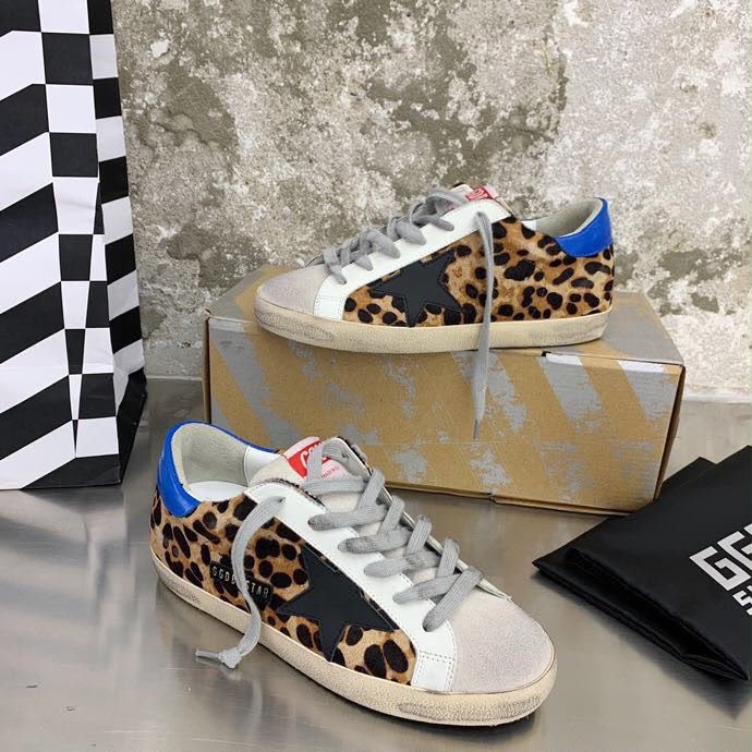 Golden Goose Superstar leopard sneakers tallone azzurro