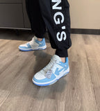 Off-White OOO Out Of Office sneakers in pelle colore celeste e bianco