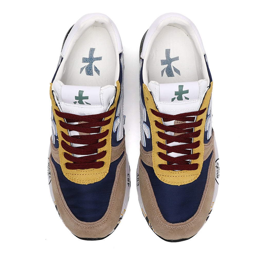 Premiata Mick sneakers blu beige giallo