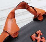 Borsa in pelle Off-White nero logo orange