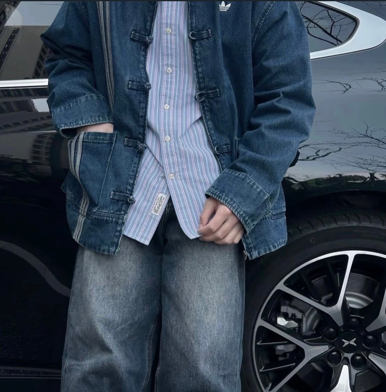 Adidas Chinese Track Top 3.0 giacca in denim blue - VIBES MILANO