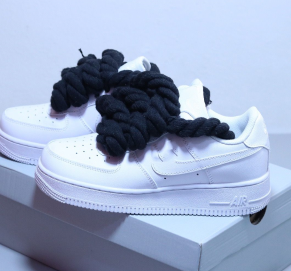Nike Air Force 1 White Low Custom Rope corda black
