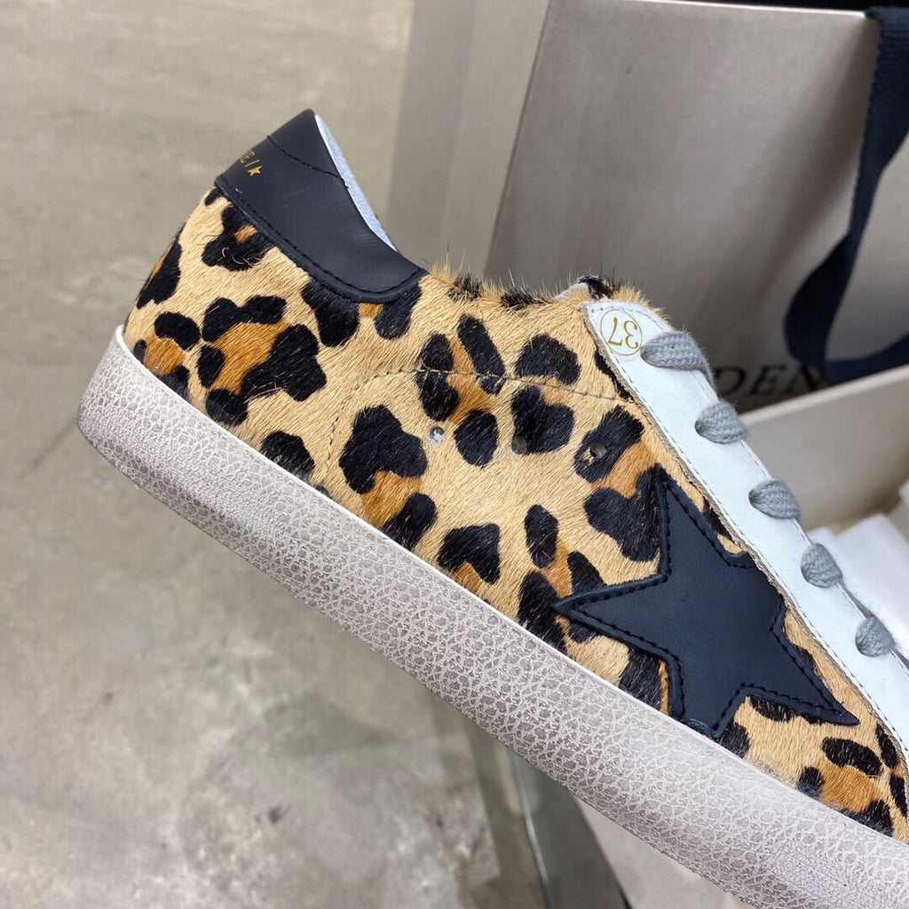 Golden Goose Superstar leopard sneakers tallone nero