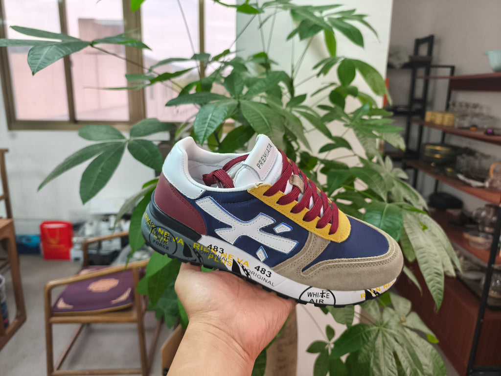 Premiata Mick sneakers blu beige giallo