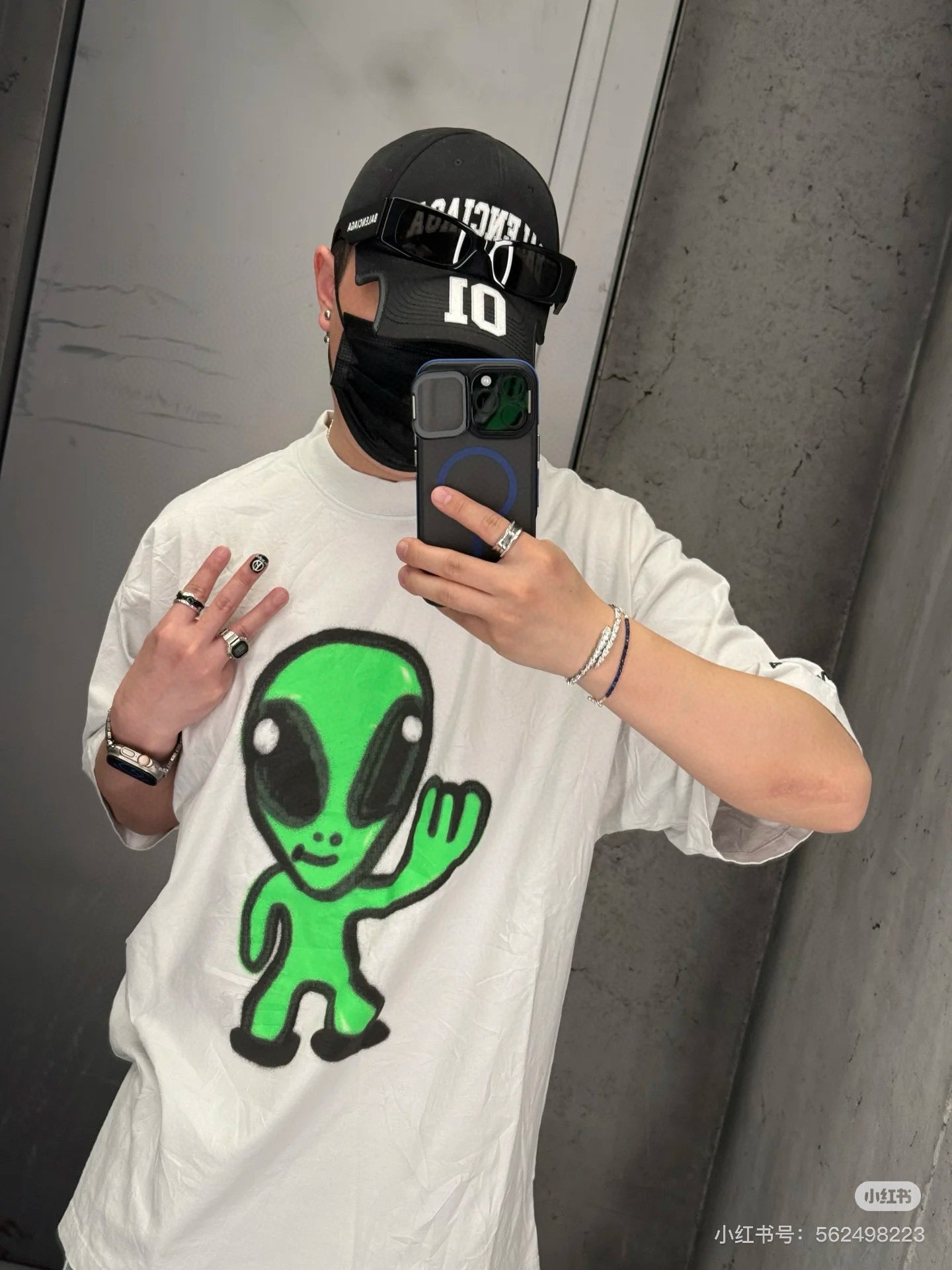 BALENCIAGA T-SHIRT HI THERE + DRIPLEY MEDIUM FIT BIANCO SPORCO