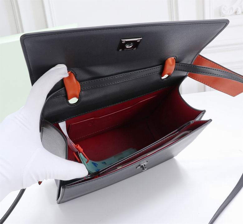 Borsa in pelle Off-White nero logo orange