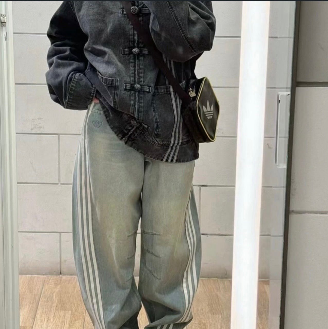 Adidas Chinese Track Top 3.0 giacca in denim grigio - VIBES MILANO