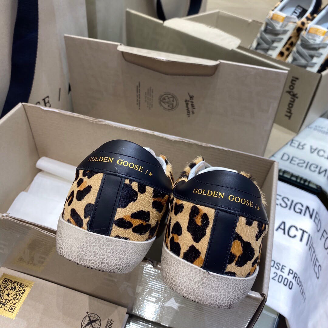 Golden Goose Superstar leopard sneakers tallone nero