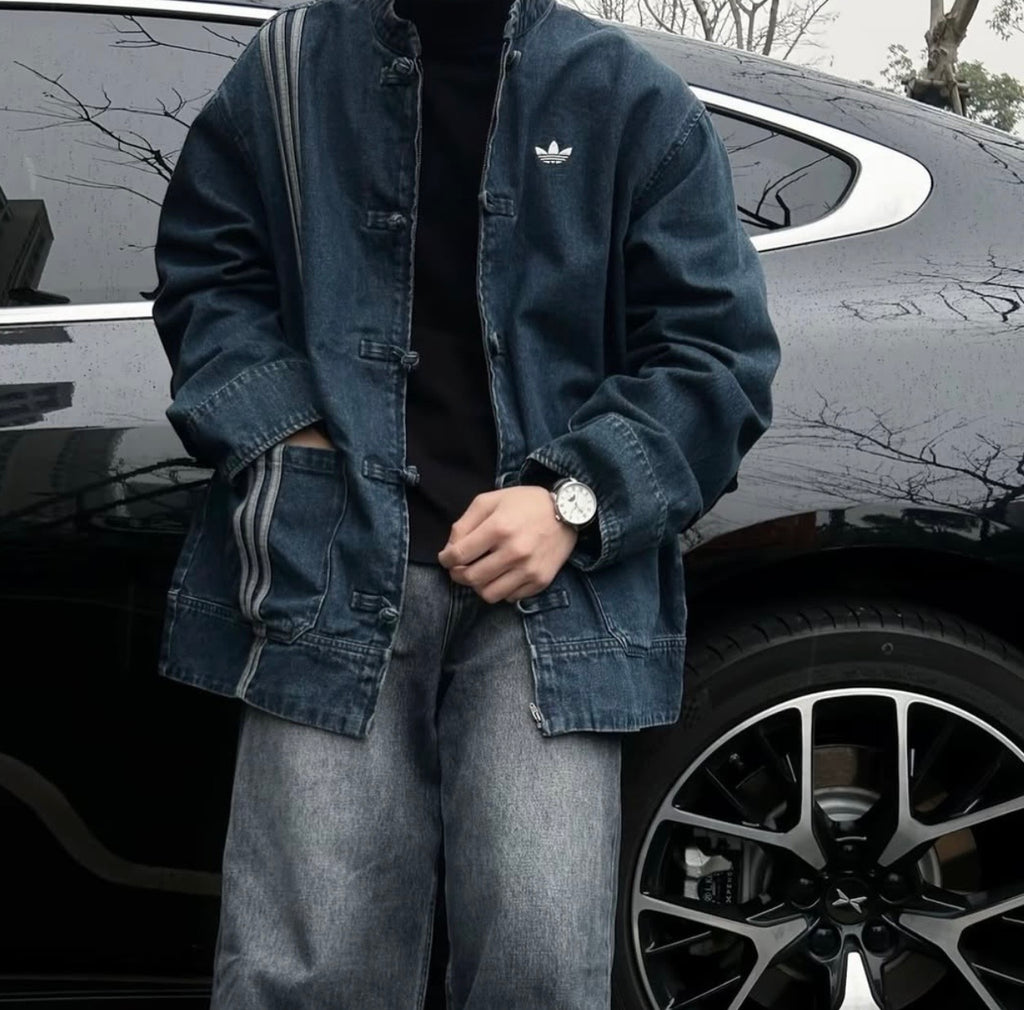 Adidas Chinese Track Top 3.0 giacca in denim grigio - VIBES MILANO