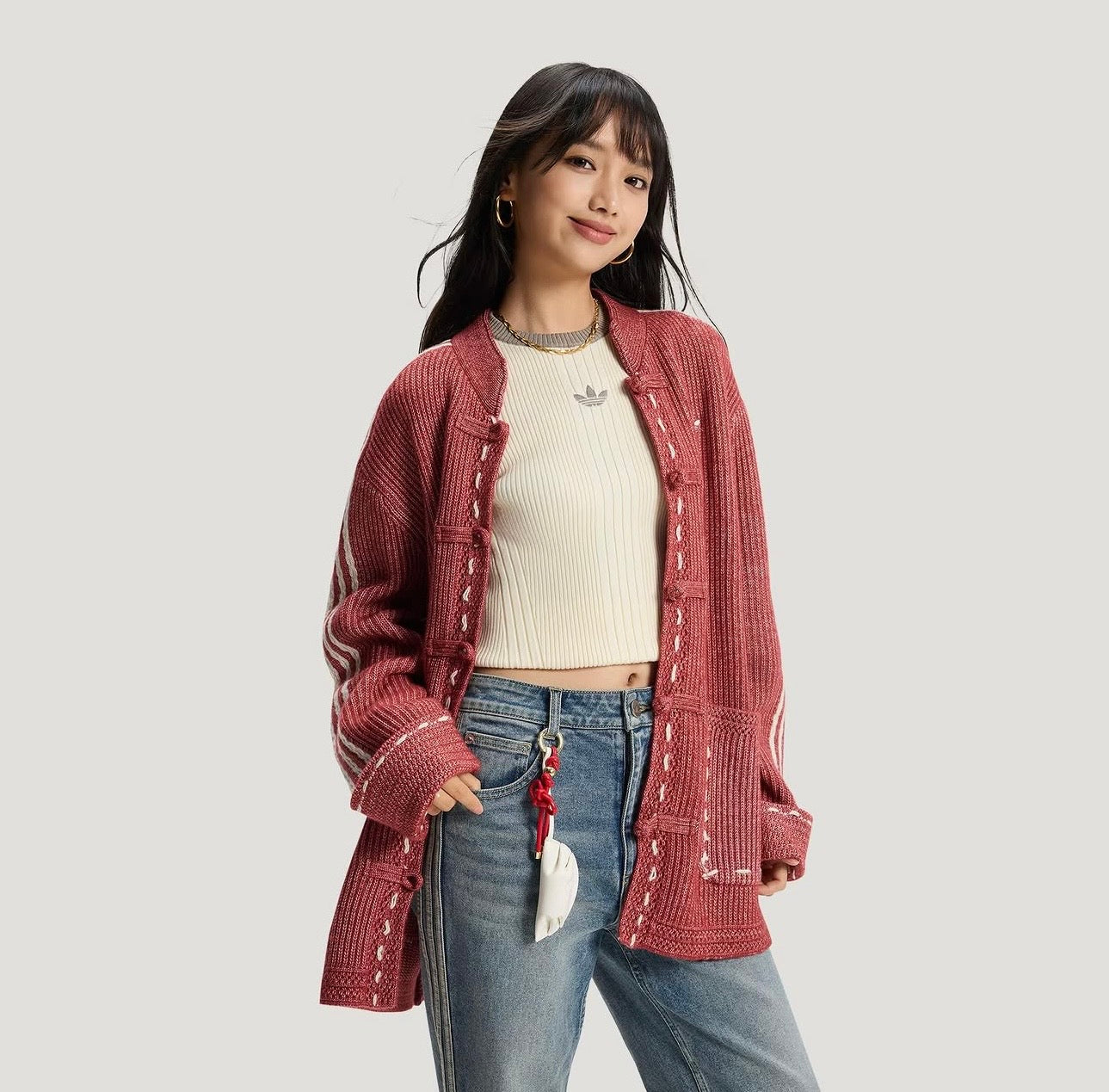 Adidas Originals Chinese New Year Knit Jacket salmone