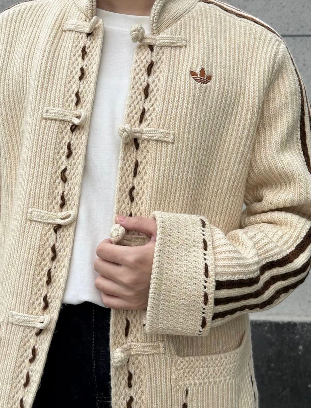 Adidas Originals Chinese New Year Knit Jacket beige chiaro - VIBES MILANO
