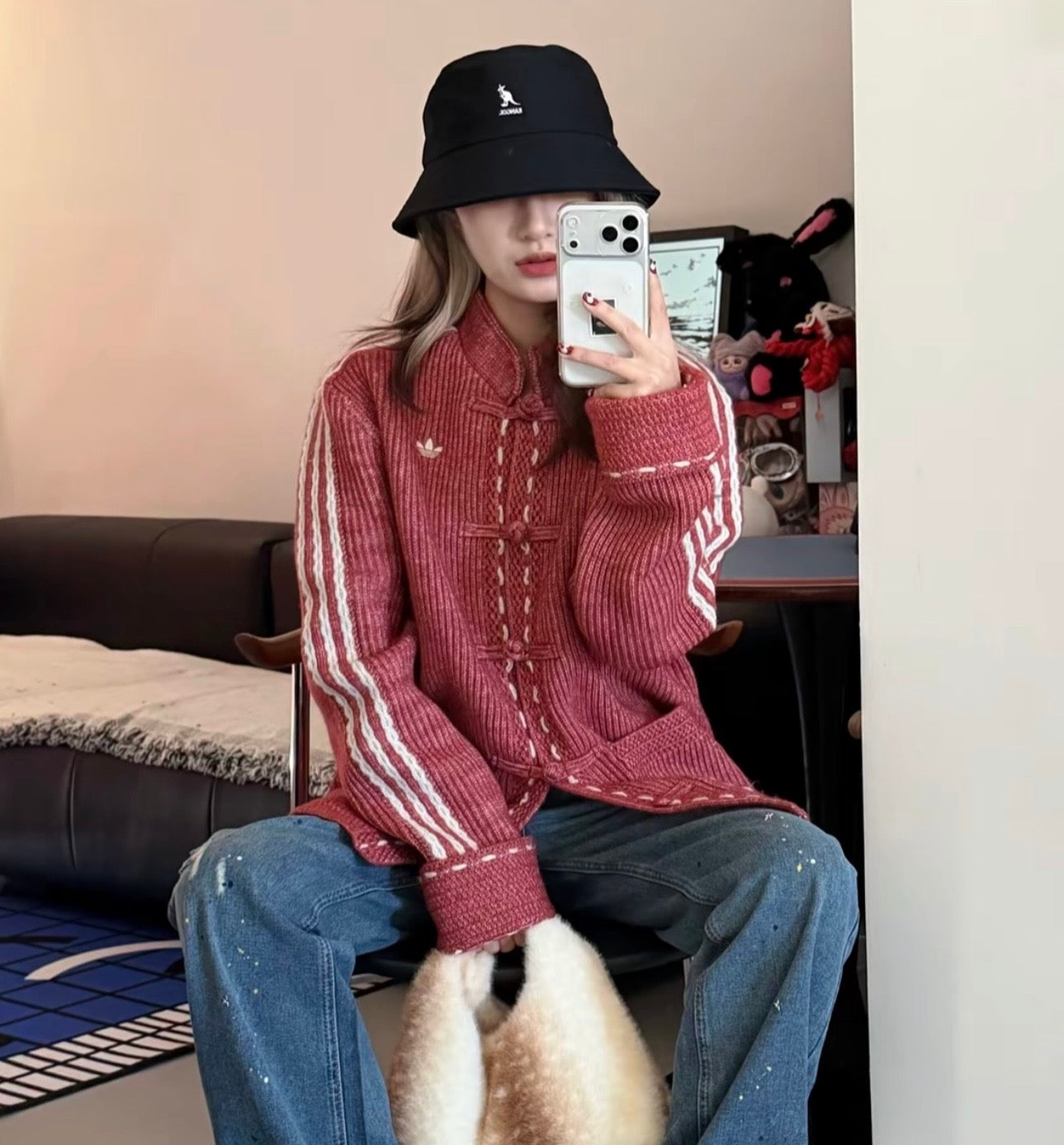 Adidas Originals Chinese New Year Knit Jacket salmone
