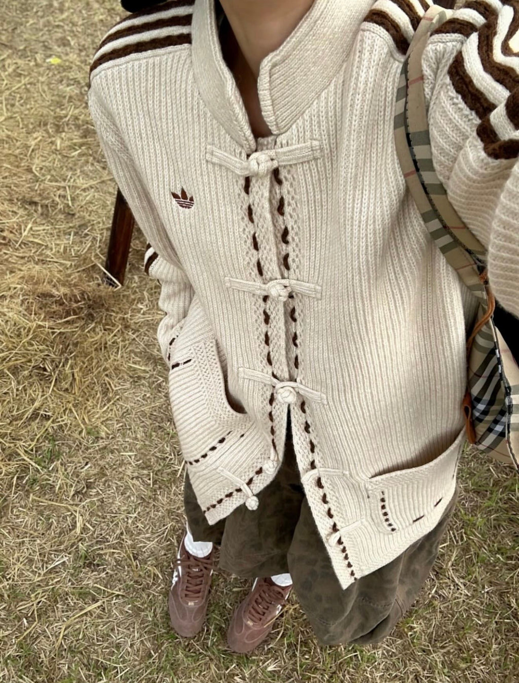 Adidas Originals Chinese New Year Knit Jacket beige chiaro - VIBES MILANO