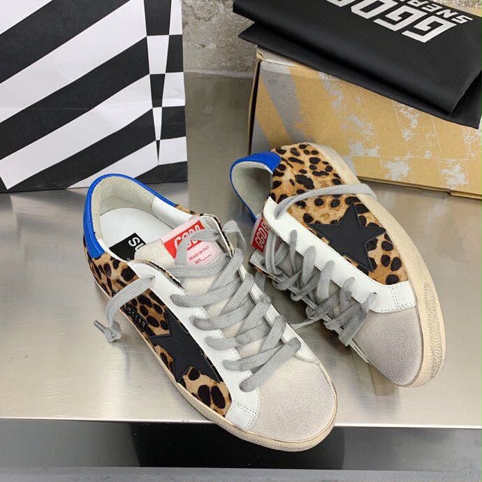 Golden Goose Superstar leopard sneakers tallone azzurro