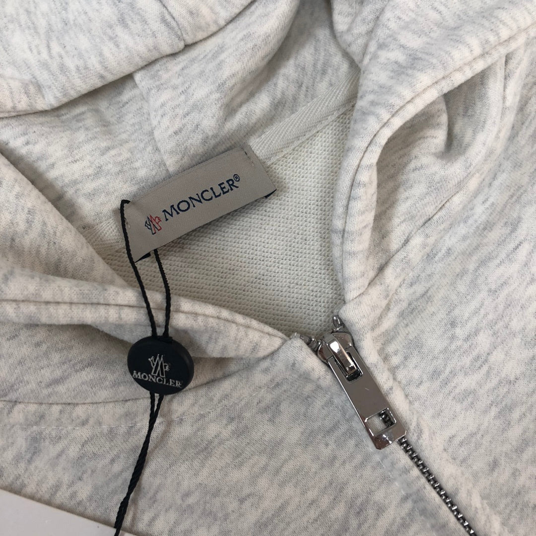 Felpa Moncler con cappuccio e zip lunga. 100% cotone