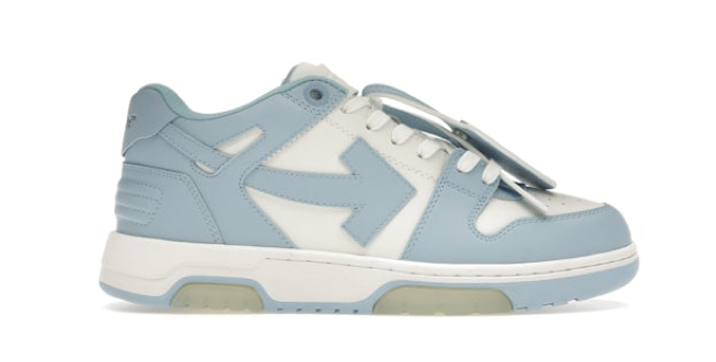 Off-White OOO Out Of Office sneakers in light blue and white leather 