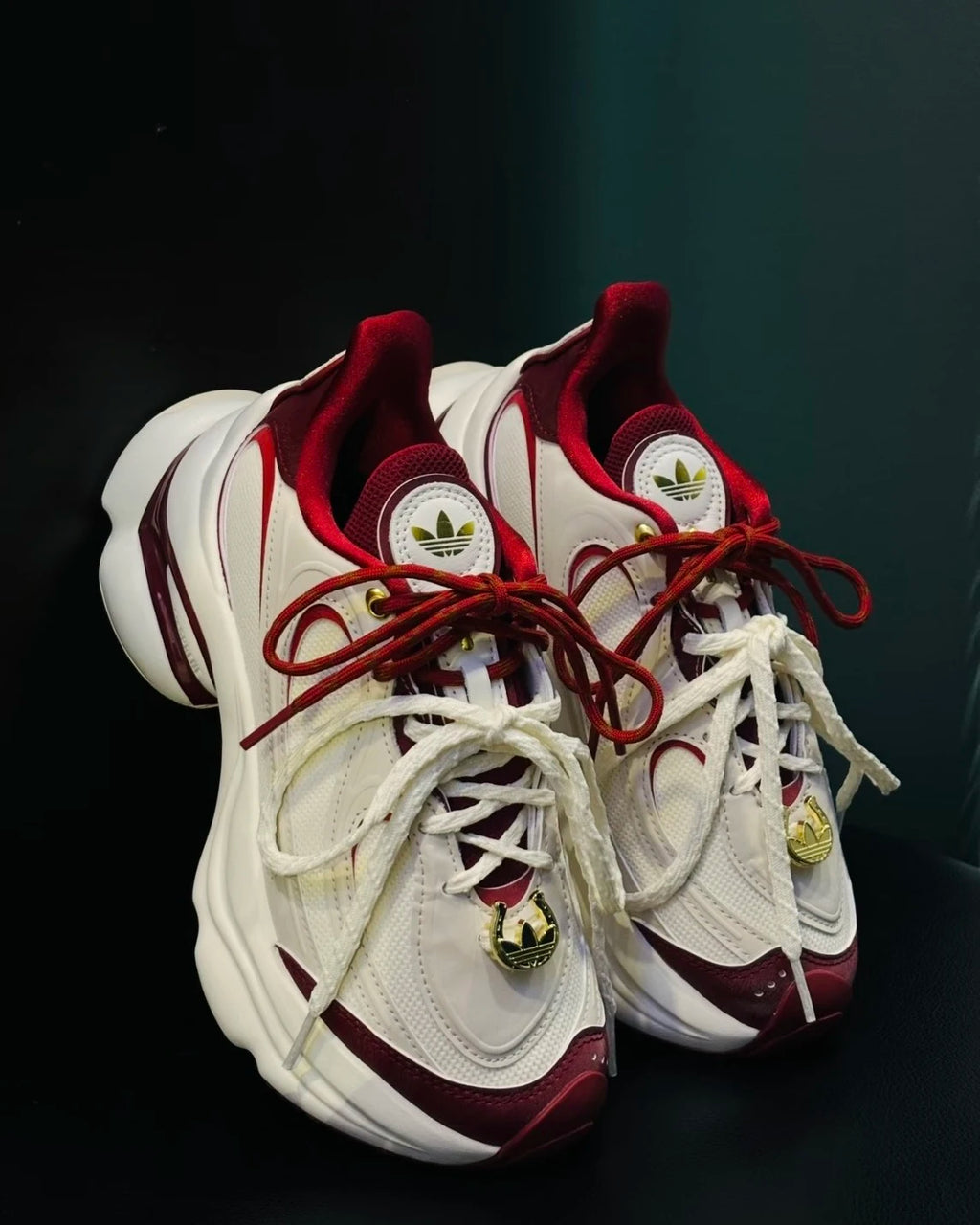 Adidas Originals Ozvenuz CNY Chunky Platform Cloud White Collegiate Burgundy