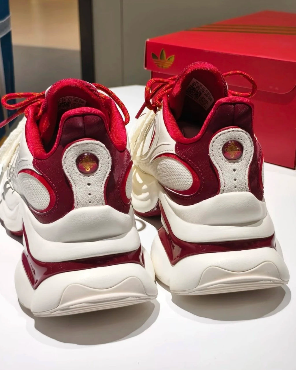 Adidas Originals Ozvenuz CNY Chunky Platform Cloud White Collegiate Burgundy