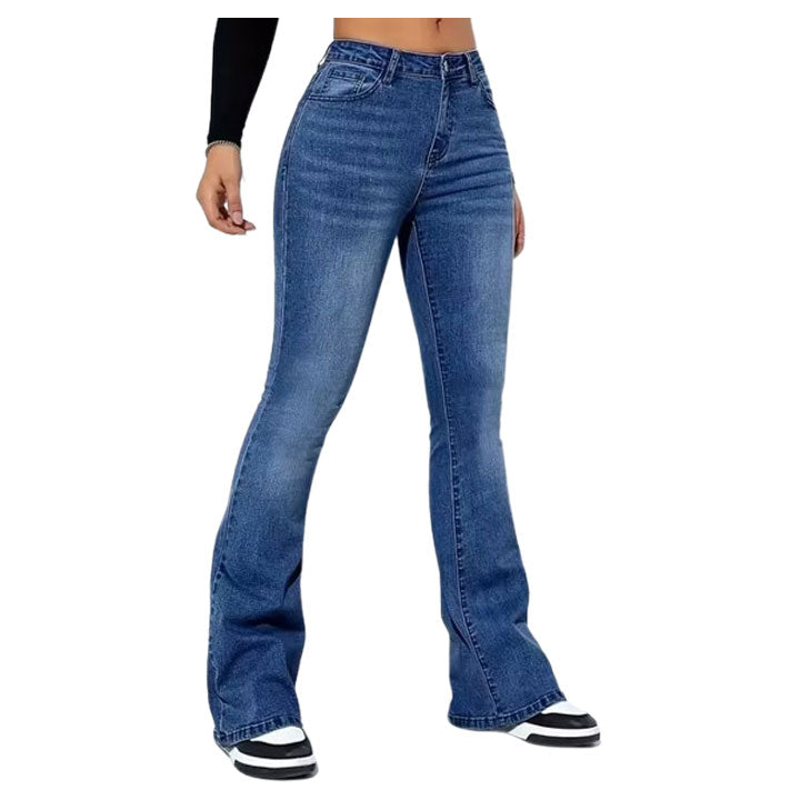 Jeans Flared da donna a vita alta, vestibilità skinny, stile Y2K