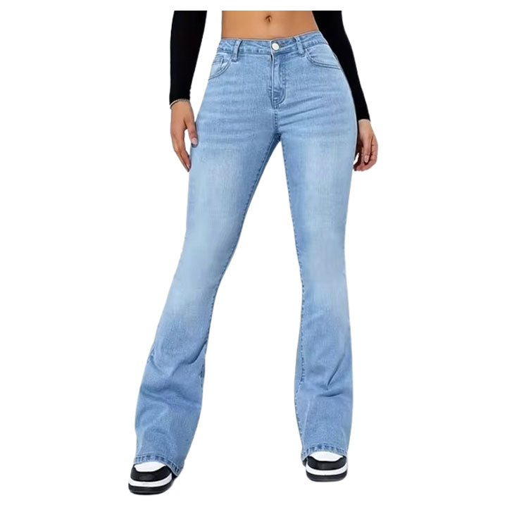 Jeans Flared da donna a vita alta, vestibilità skinny, stile Y2K