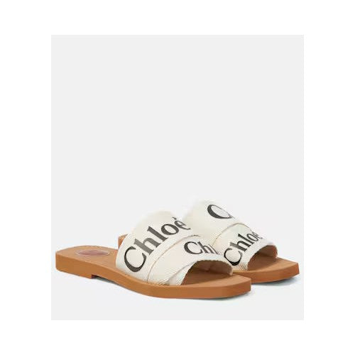 Chloé Woody Sandals Canvas bianchi