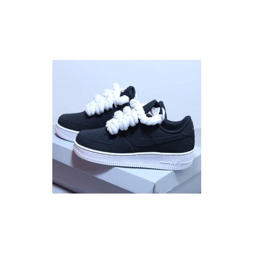 Nike Air Force 1 Black Low Suede Custom Rope corda white